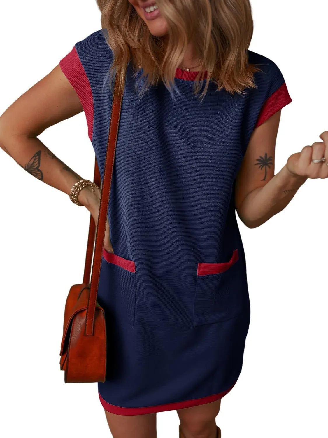 Cap-sleeve mini dress