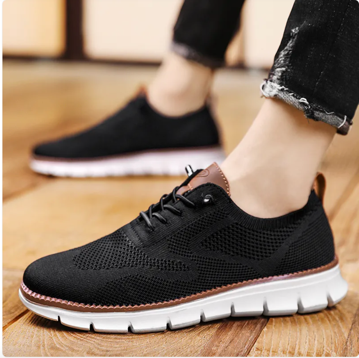 Mesh lace up sneakers, Black, side