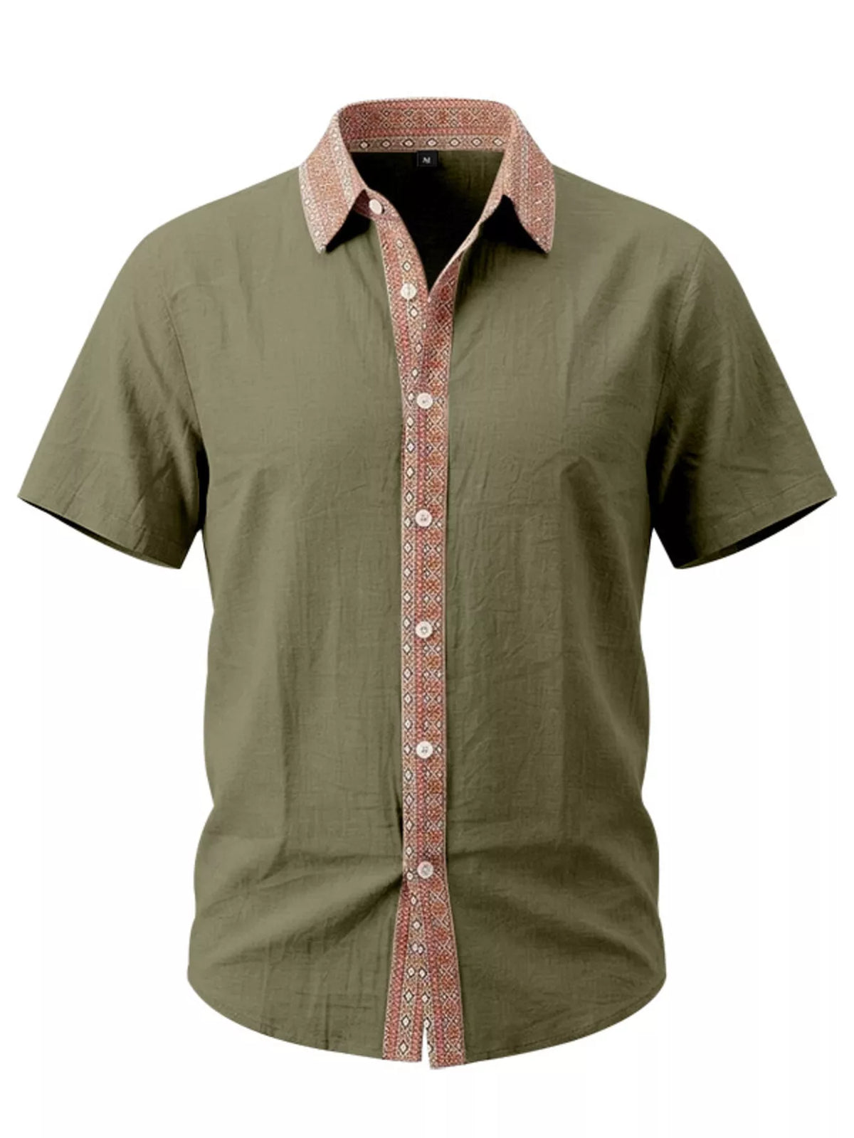 Short-sleeve linen shirt – military green