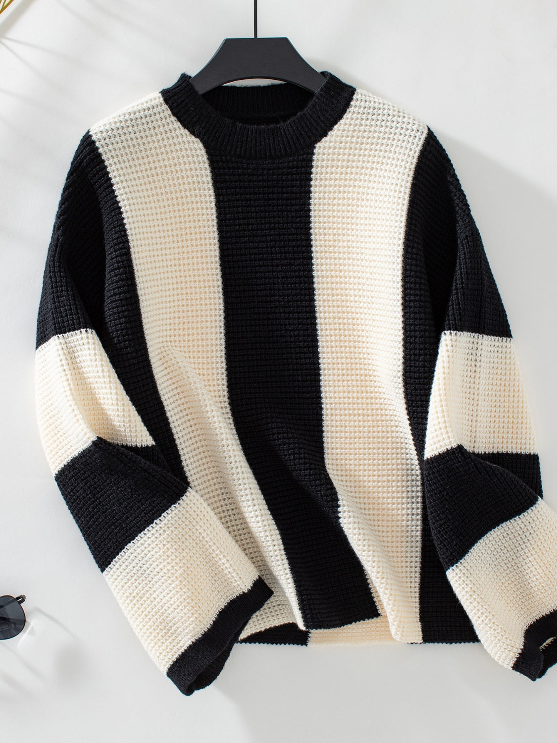 Color Block Round Neck Long Sleeve Sweater