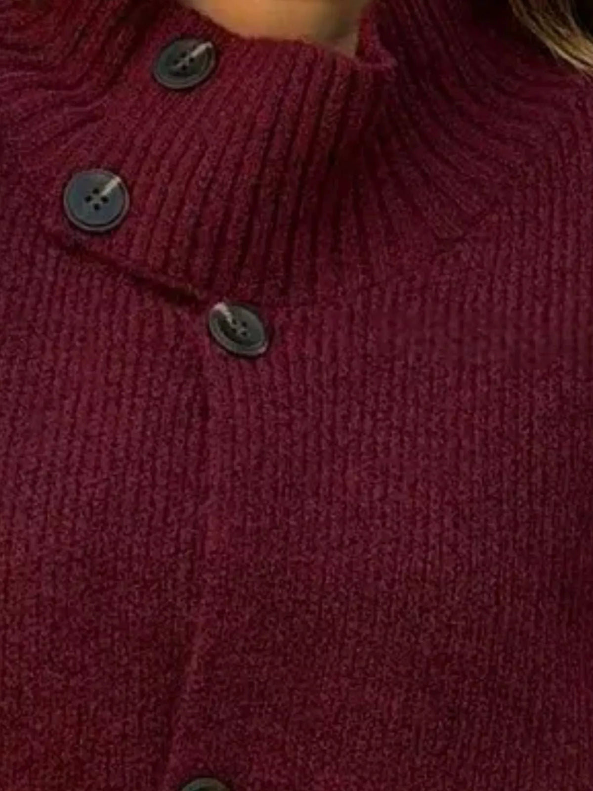 Mock-neck button cardigan