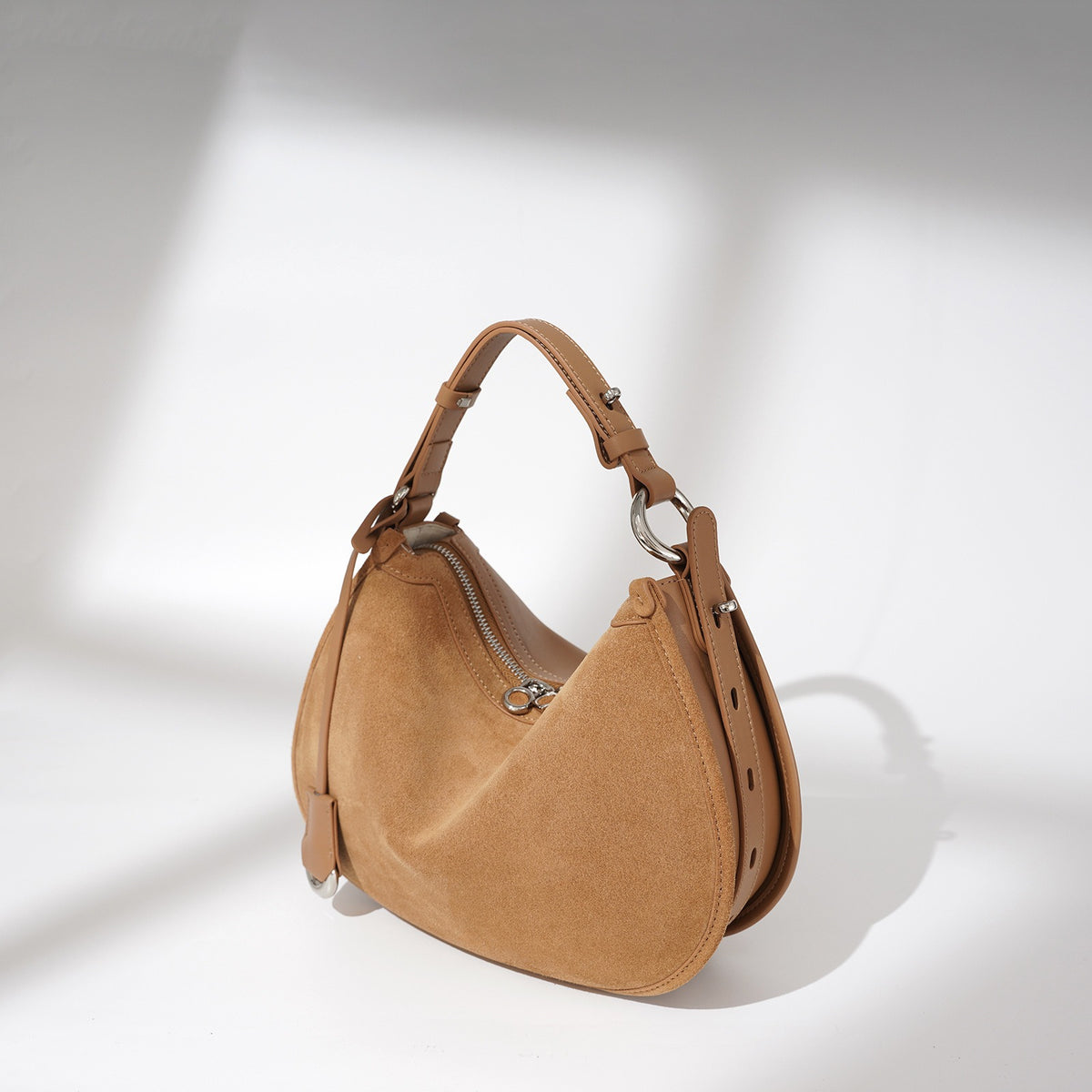 Matte leather crescent bag