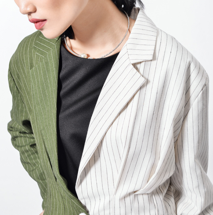 Striped longline belted blazer
