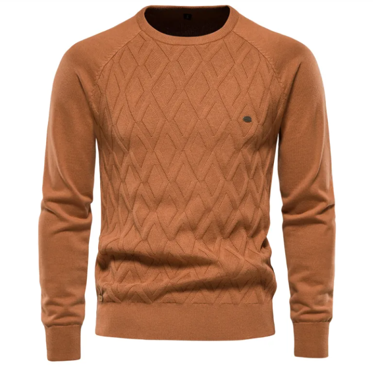 Diamond-knit crew sweater