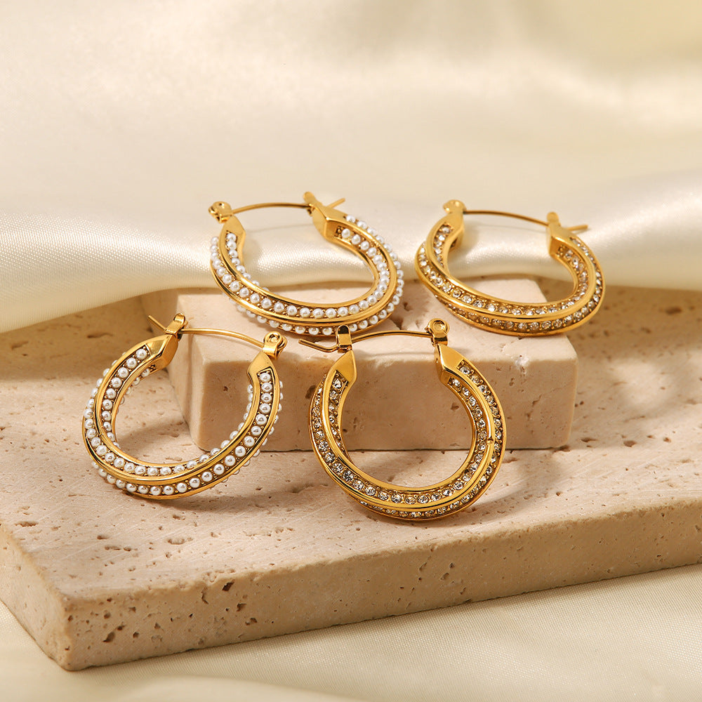 Gold pearl drop earrings