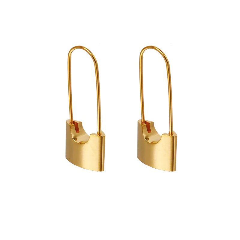 Gold lock earrings
