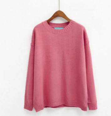 Relaxed pullover sweater – rose red