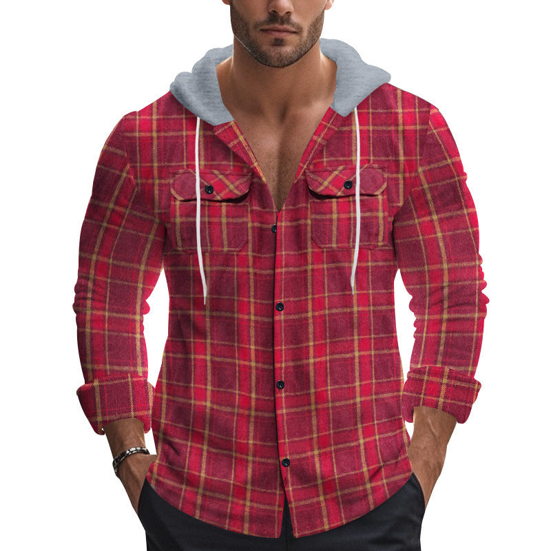 American Retro Autumn And Winter Men's Plaid Shirt