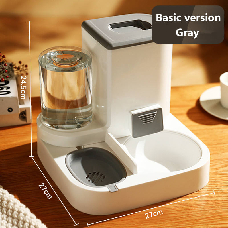 Automatic pet feeder, steel bowls – basic version gray