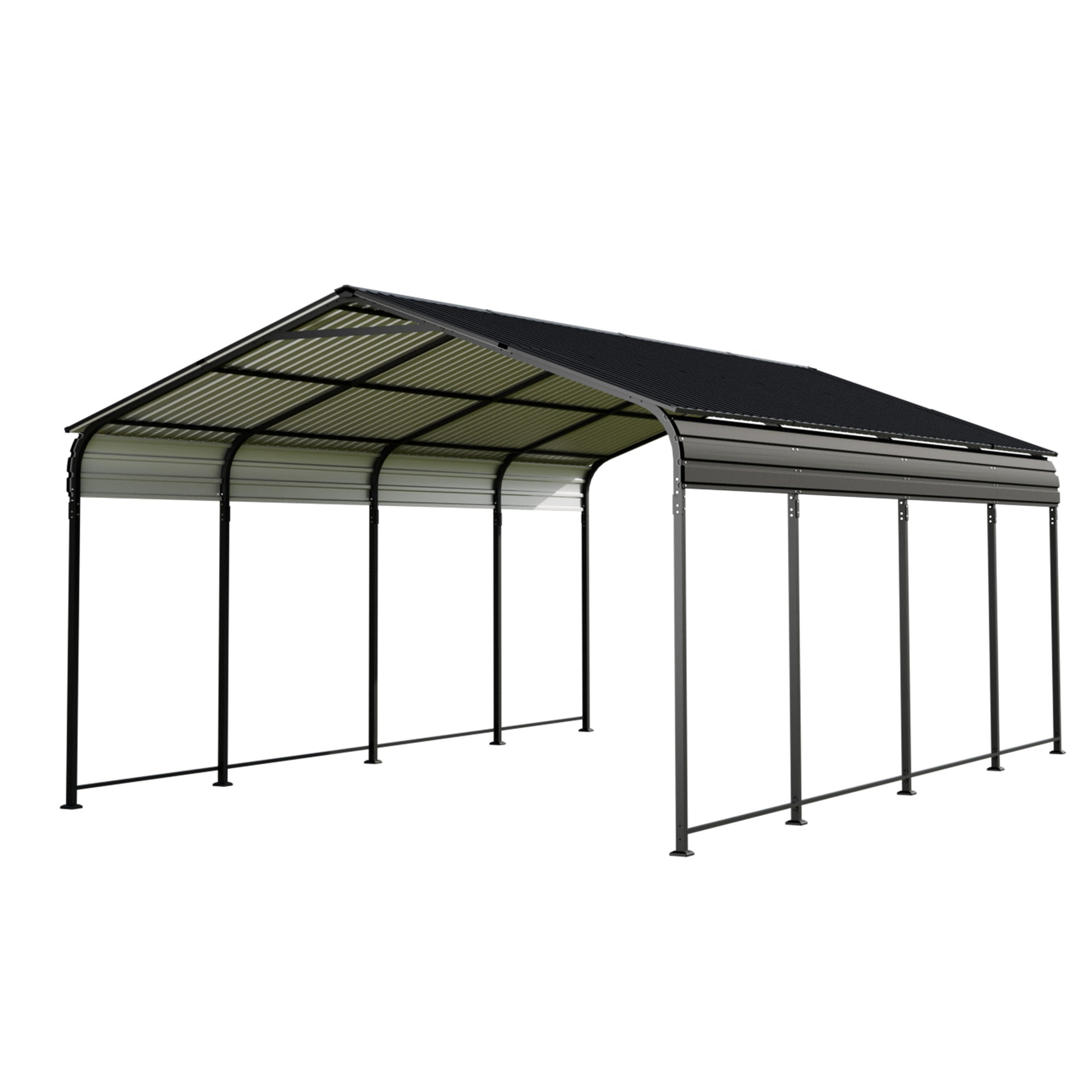 Carport 12x20 FT Heavy Duty Carport CanopyUpdated Frame Structure Galvanized Steel Roof and Enhanced BaseMetal dark Grey