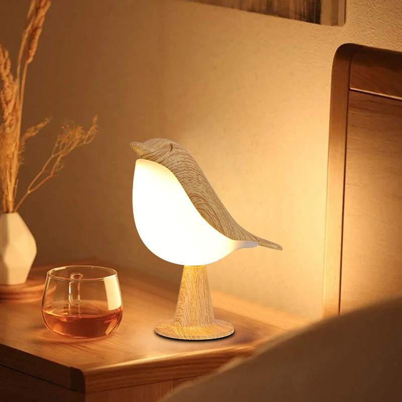 3 Colors Bedside Lamp Creative Touch Switch Wooden Bird Night Lights Dimming Brightness Bedroom Table Reading Lamp Decor Home