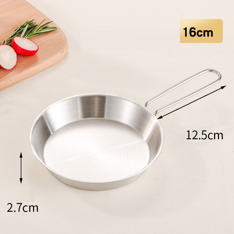 stainless steel folding handle frying pan outdoor flat bottomed frying pan mini frying pan portable frying pan camping equipment