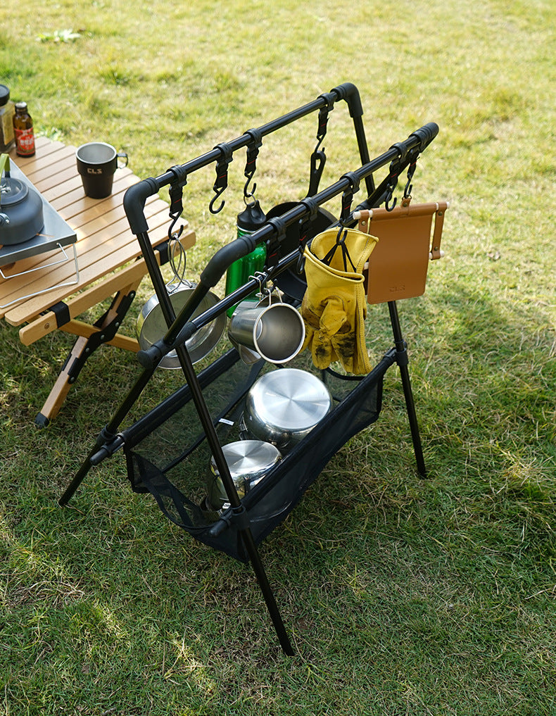 Outdoor camping folding shelf camping car drying rack drying net drying rack storage rack