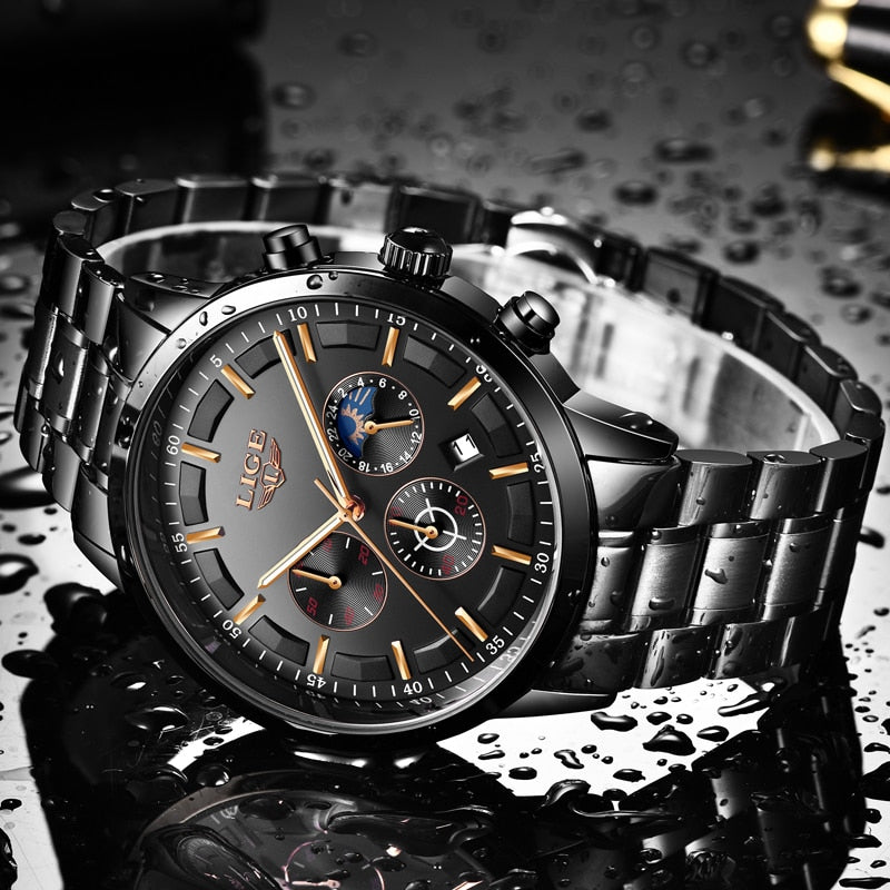 LIGE Sport Quartz Clock Mens Watches Top Brand Luxury Business Waterproof Watch