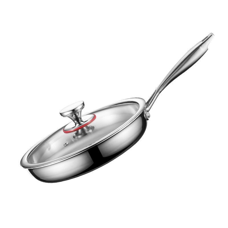 Stainless steel single handle sauce pot, double bottom milk pot, non stick pot, household sauce pot, high body, short height soup pot, smooth flat bottomed frying pan