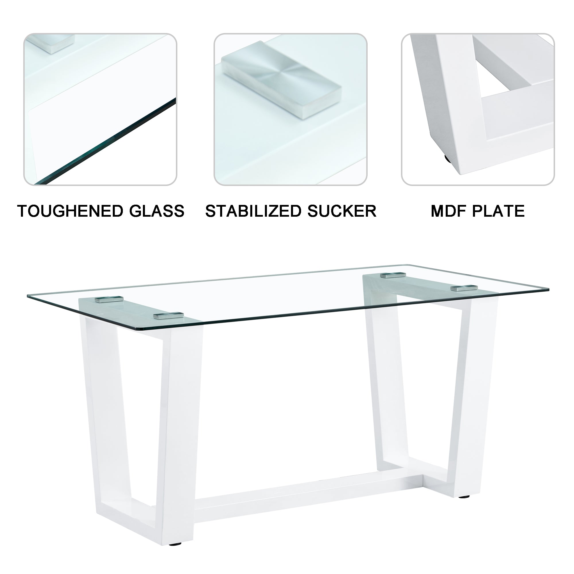 Glass Dining Table Large Modern Minimalist Rectangular