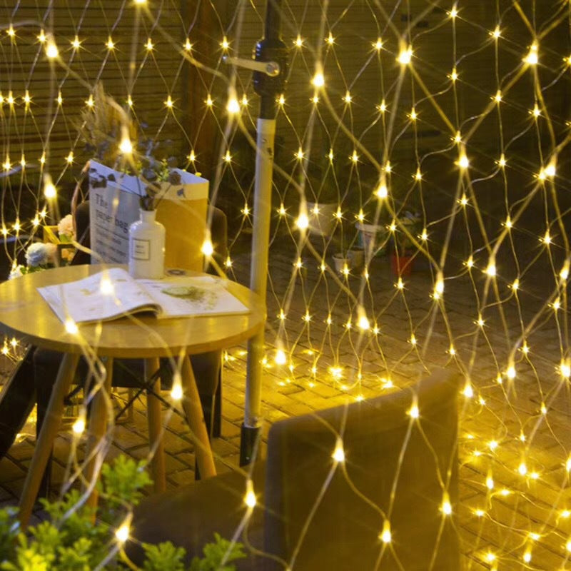 Led Low Voltage Fishing Net Lights Connected To Solar Net Lights 3 * 2 Meters Outdoor Tent Ambient Lights Full Of Stars String Lights