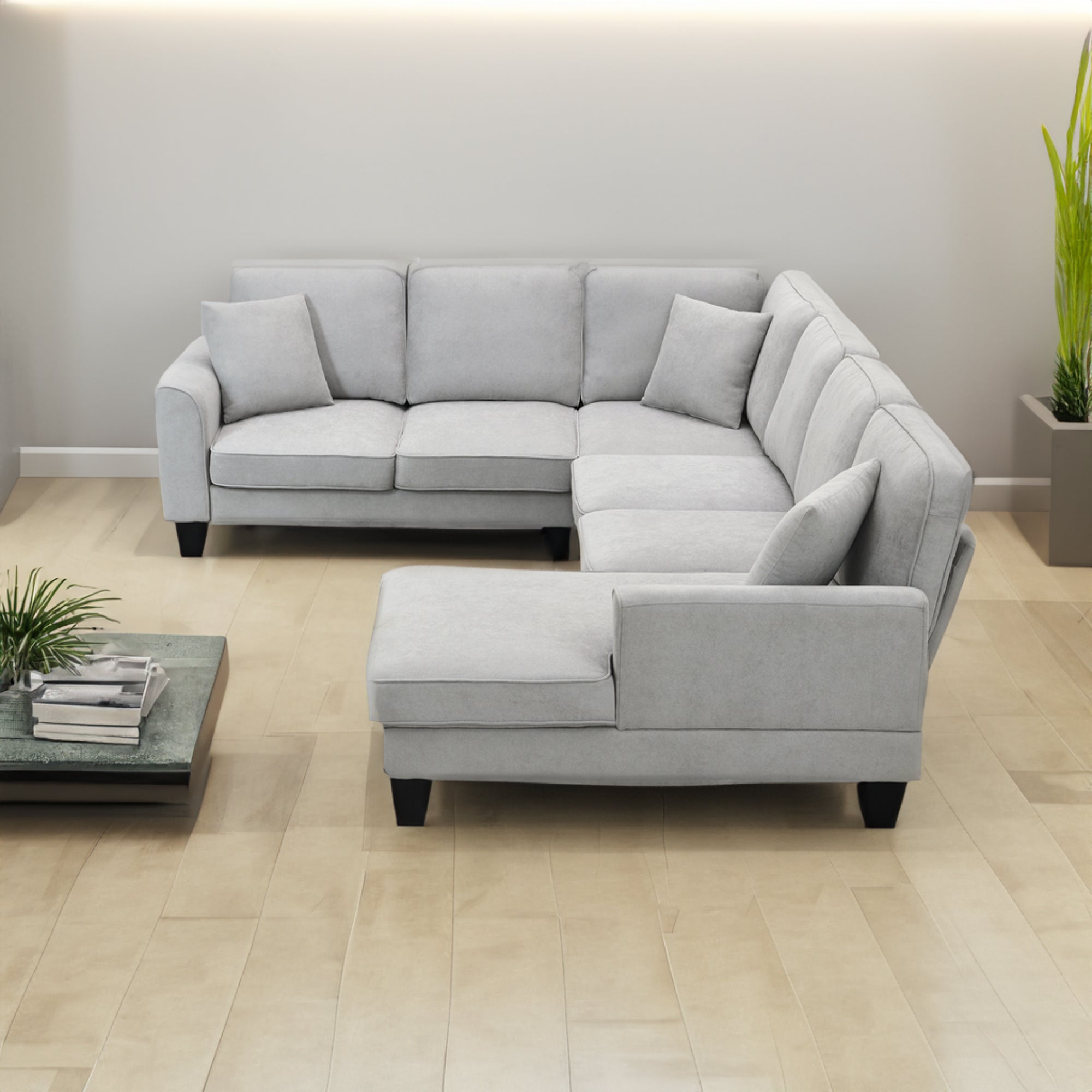 [VIDEO provided] [New] 108*85.5" Modern U Shape Sectional Sofa 7 Seat Fabric Sectional Sofa Set