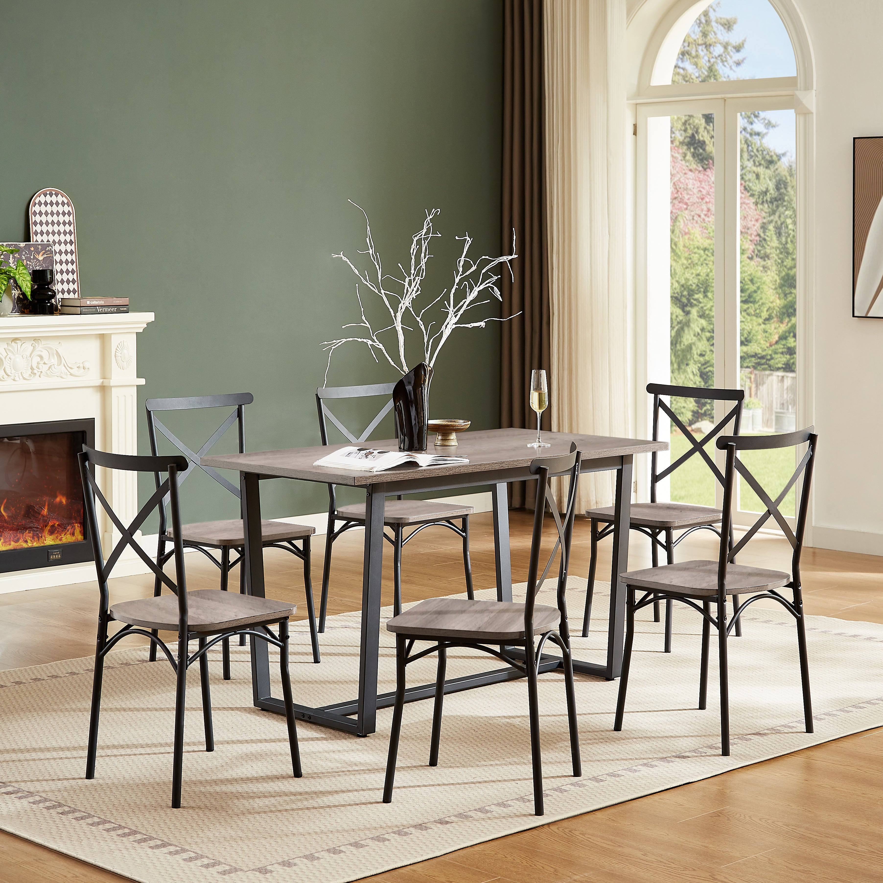 7 Pieces Dining Set 7-Piece Kitchen Table Set Perfect for Kitchen Breakfast Nook