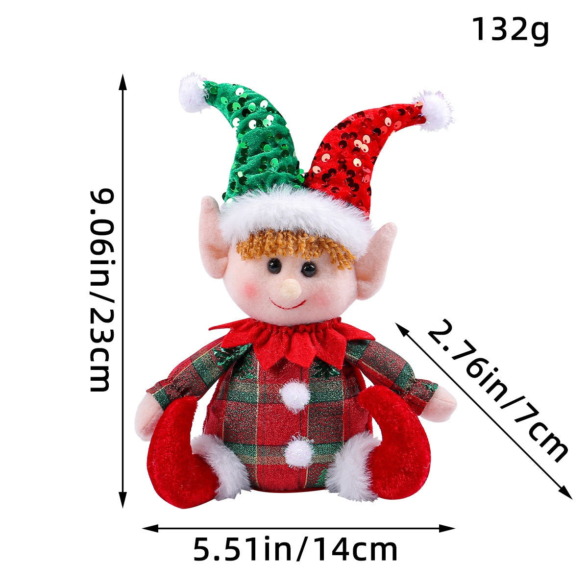 Cute Christmas Sitting Doll Window Display Rudolf Glitter Hat Doll Decoration Decoration