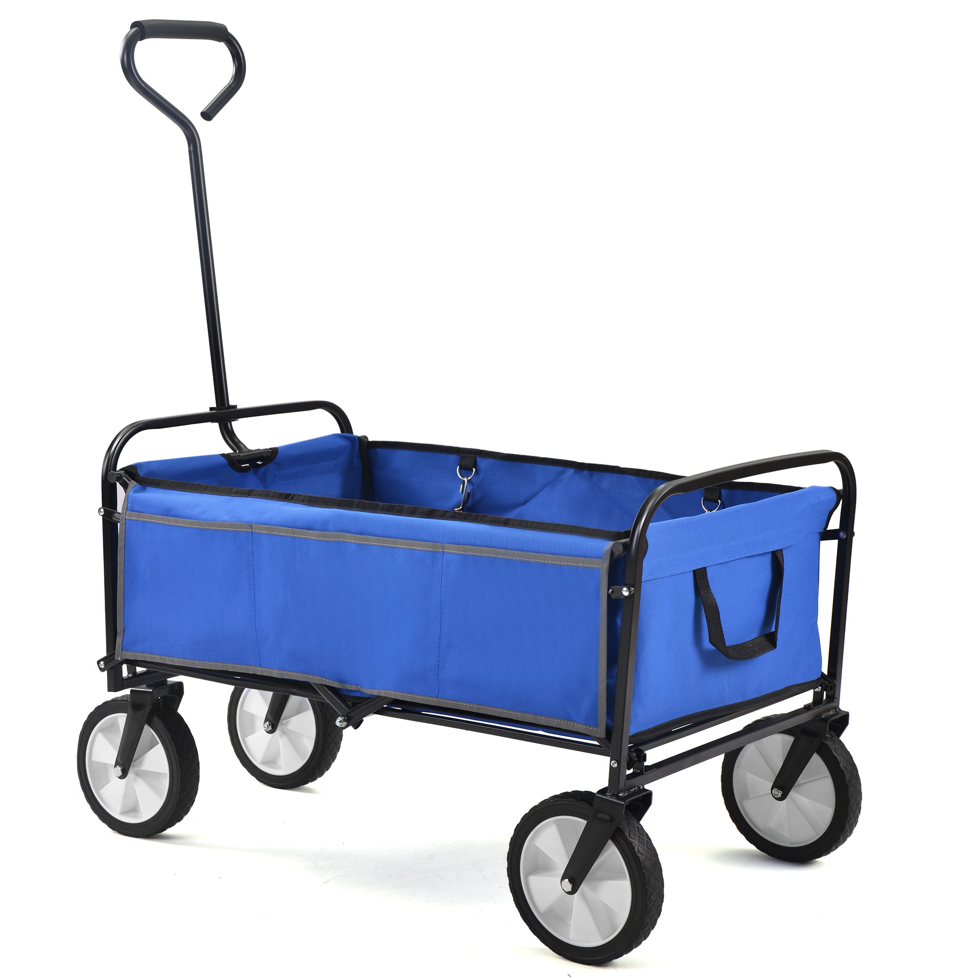 Folding Wagon Garden Shopping Beach Cart   (Blue)