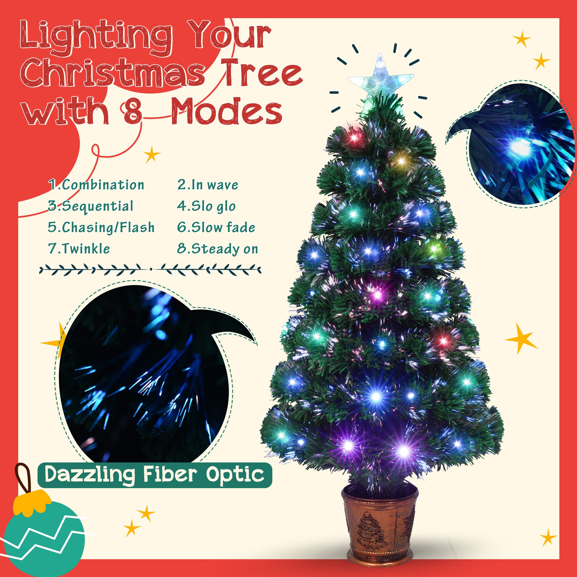 4-piece Christmas artificial tree set, Christmas wreath, wreath and 2 colored light entrance trees, PVC holiday celebration set