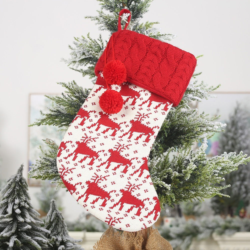 Knitted striped gift bag children's gift bag knitted non-woven fabric Christmas socks pendant