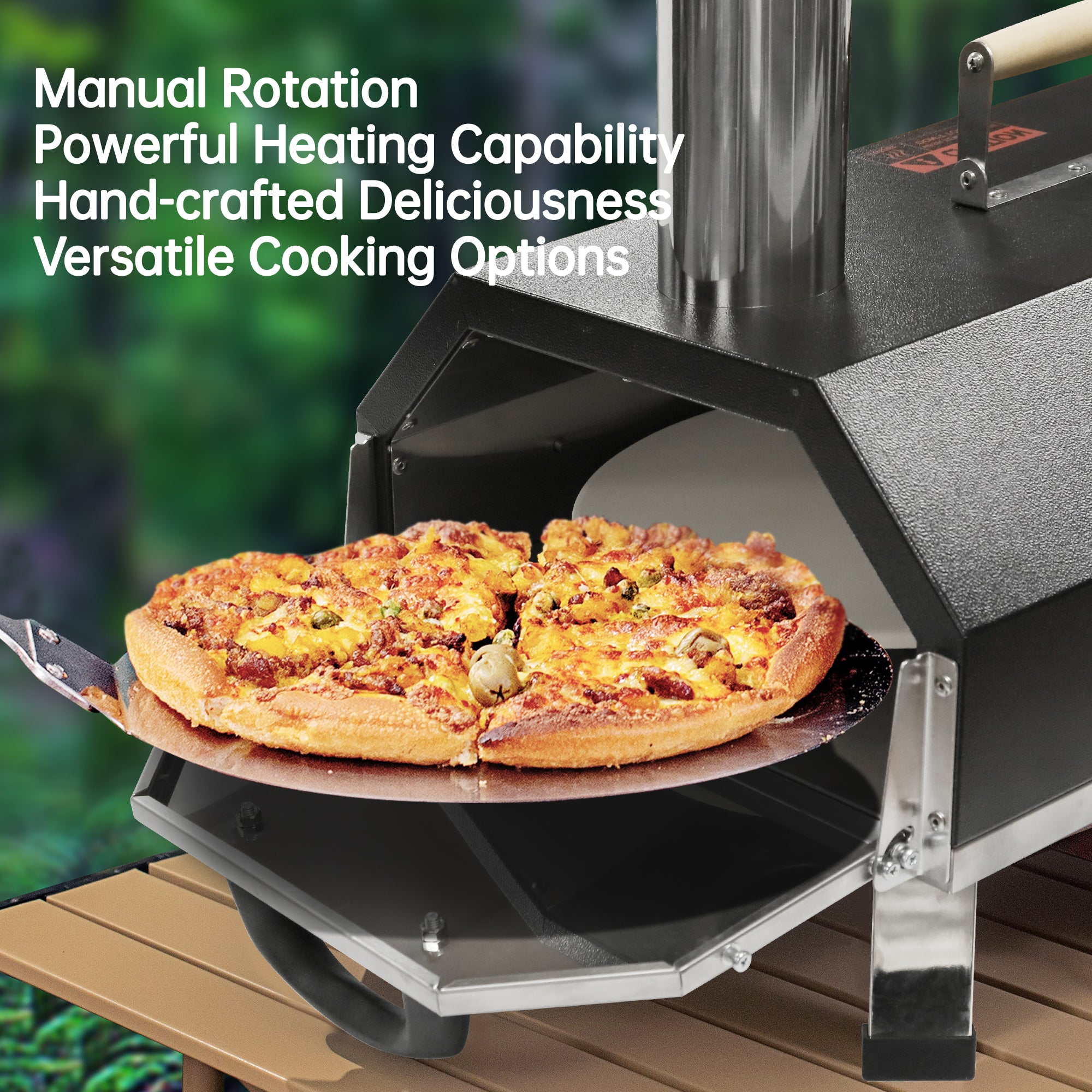 Semi-Automatic Black 12 Outdoor Pizza Oven Portable Wood Fired Pizza Oven Outdoor