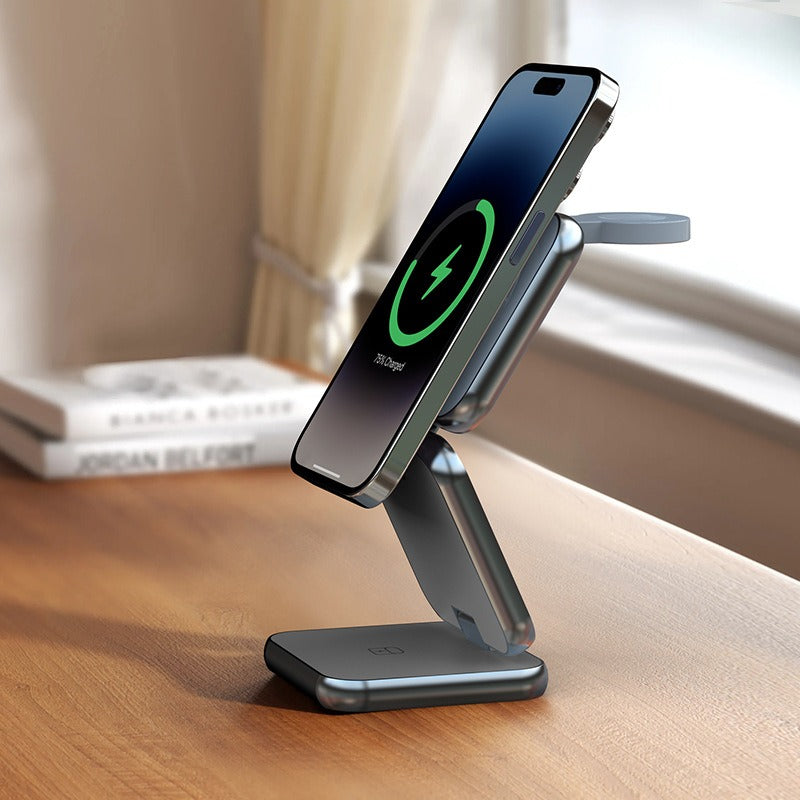 Foldable 3-in-1 wireless charger for mobile phones magnetic wireless fast charging suitable for Huawei Apple Watch charger