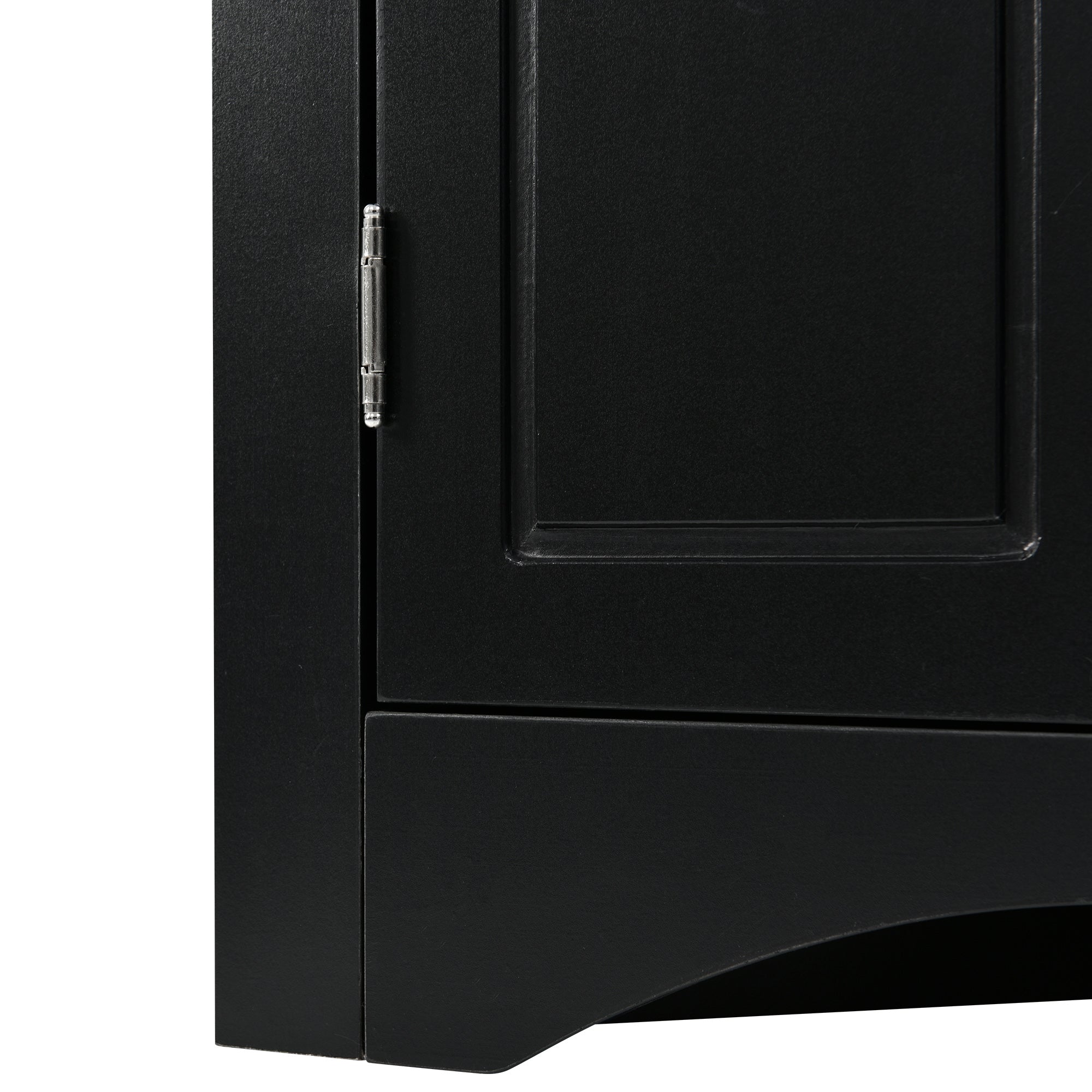 Black Triangle Bathroom Storage Cabinet with Adjustable Shelves, Freestanding Floor Cabinet for Home Kitchen