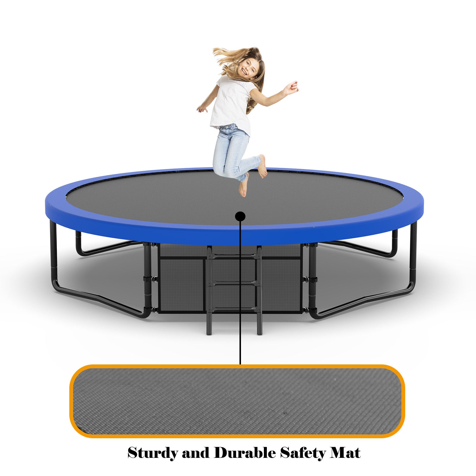 14FT entertainment trampoline with fence - ladder and rust proof coating, ASTM approved children's outdoor trampoline