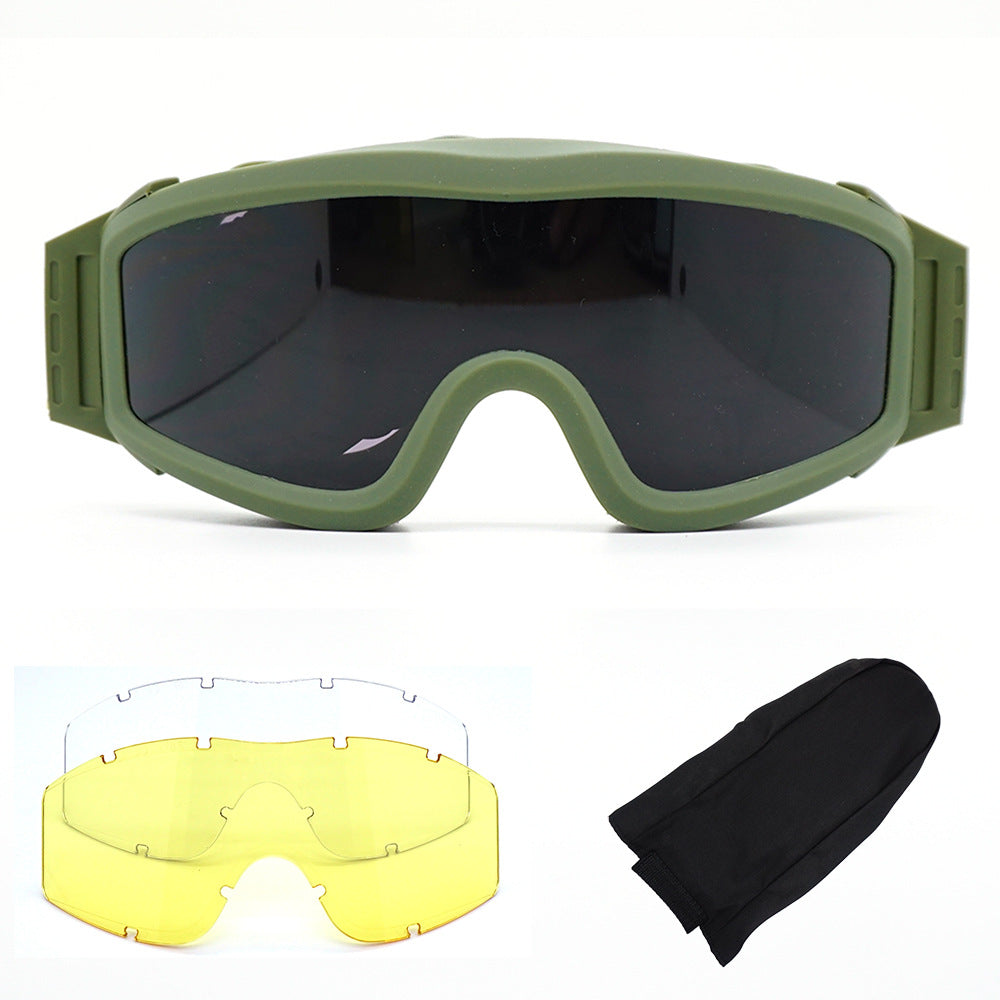 Tactical military fan wind goggles CS outdoor equipment shooting protection against impact three lens set goggles