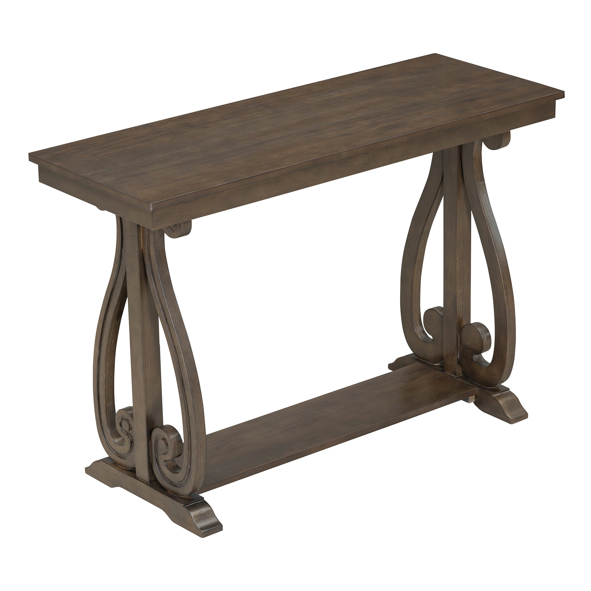 48-Inch Rustic Vintage Console Table --- Farmhouse Style Entryway Table with Open Shelf and Sturdy Construction (Walnut)