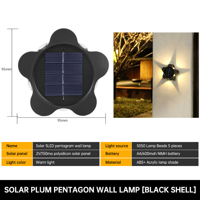 Solar Dual Head Wall Lamp, Outdoor Courtyard Lamp, Waterproof, Outdoor Upper and Lower Emitting Wall Courtyard Lamp