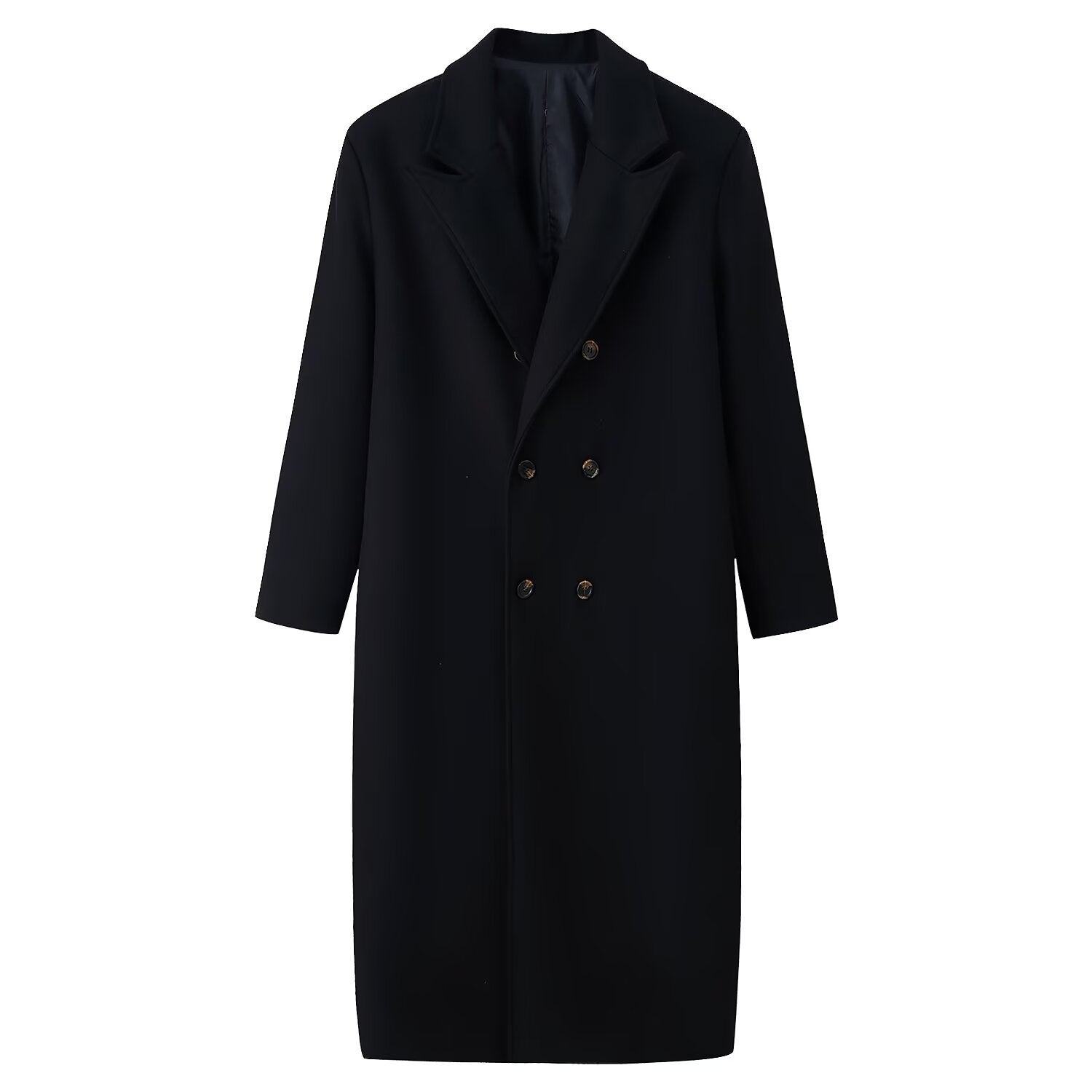 Double breasted long coat woolen jacket