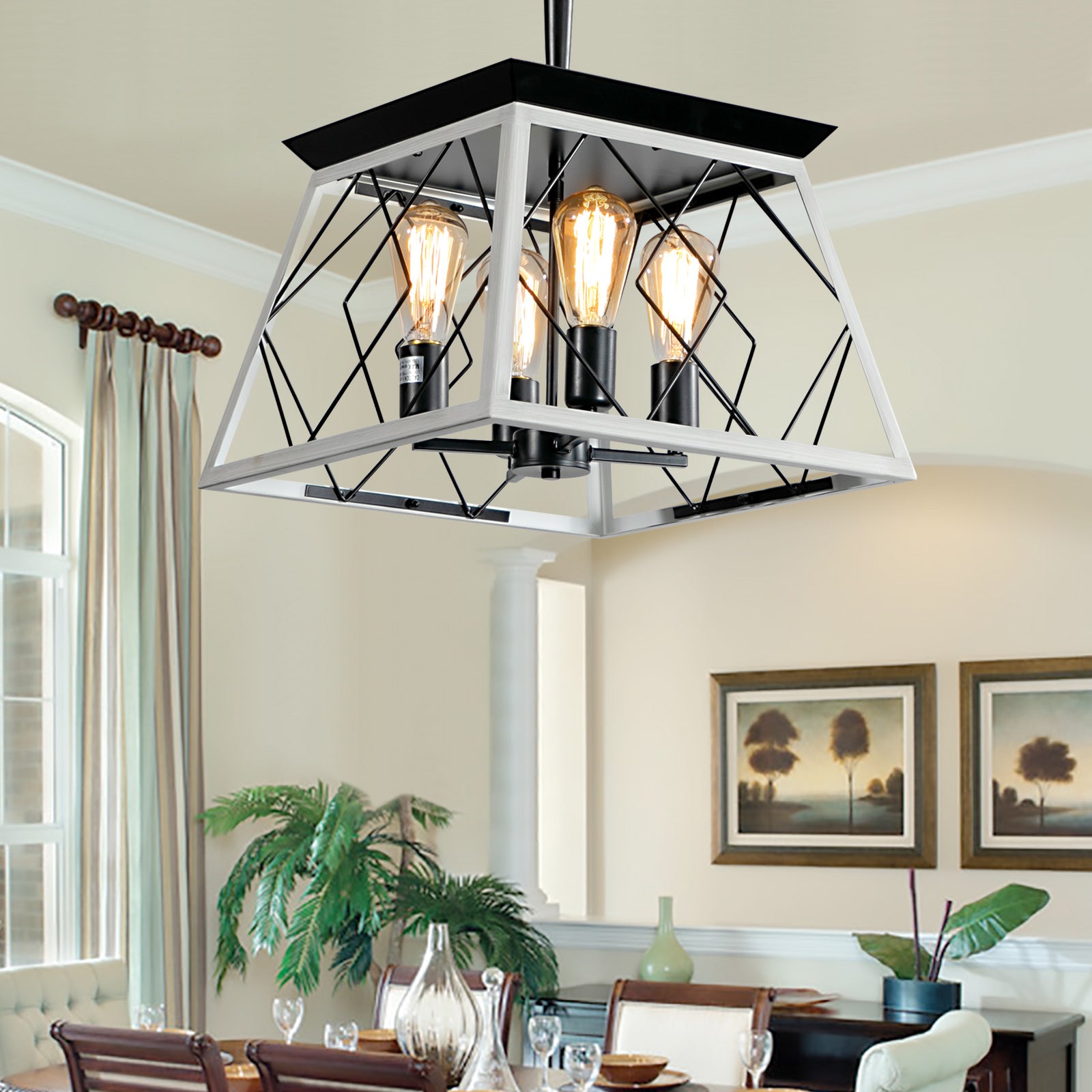 4-Light Farmhouse Chandeliers For Dining Room(No Bulbs)