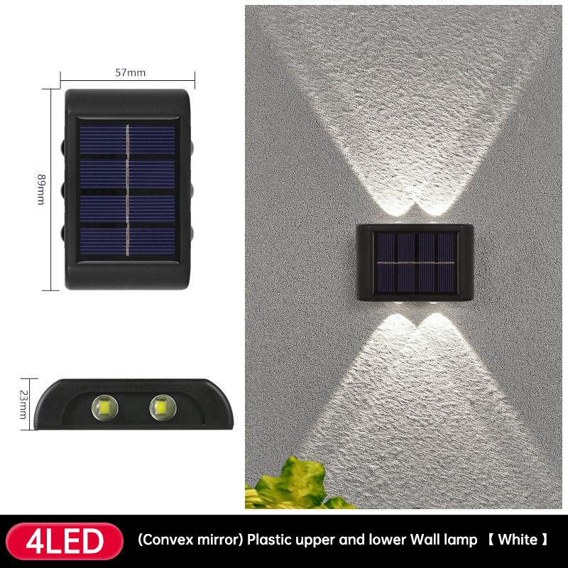 Solar Dual Head Wall Lamp, Outdoor Courtyard Lamp, Waterproof, Outdoor Upper and Lower Emitting Wall Courtyard Lamp