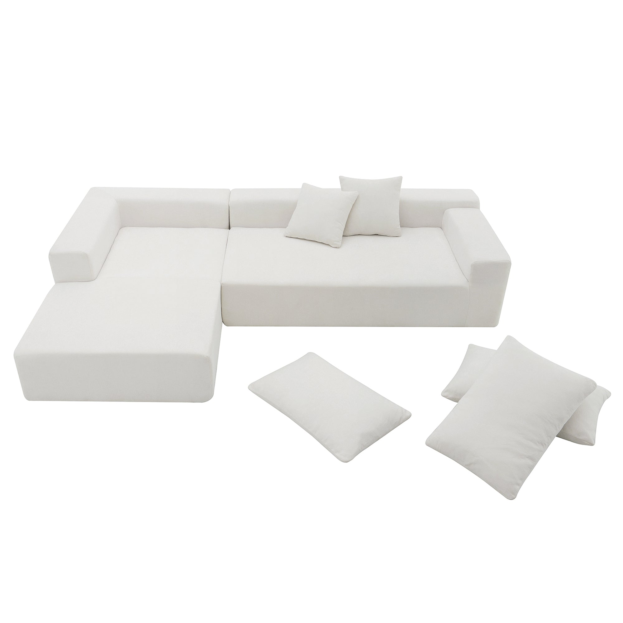 109*68" Modular Sectional Living Room Sofa Set Modern Minimalist Style Couch White