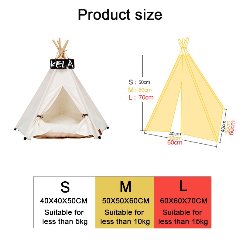 Pet Tent House Cat Bed Portable Teepee With Thick Cushion And 6 Colors Available For Dog Puppy Excursion Outdoor Indoor