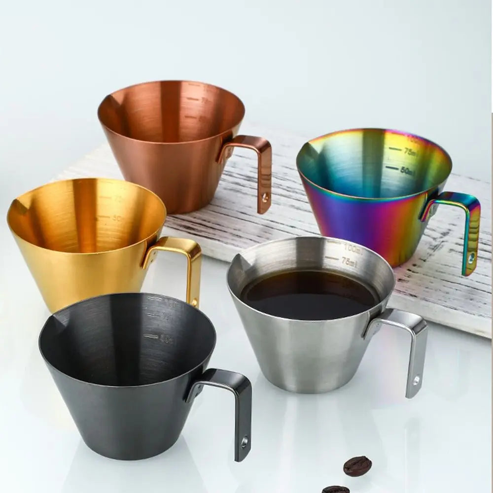 304 Stainless Steel Espresso Measuring Cup Small 100ml Espresso Shot Cup Dishwasher Safe V-Shaped Mouth