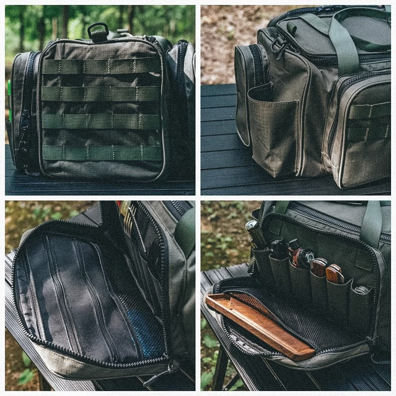 Outdoor camping picnic bag outdoor tableware storage tactical compartment sundries portable shoulder bag