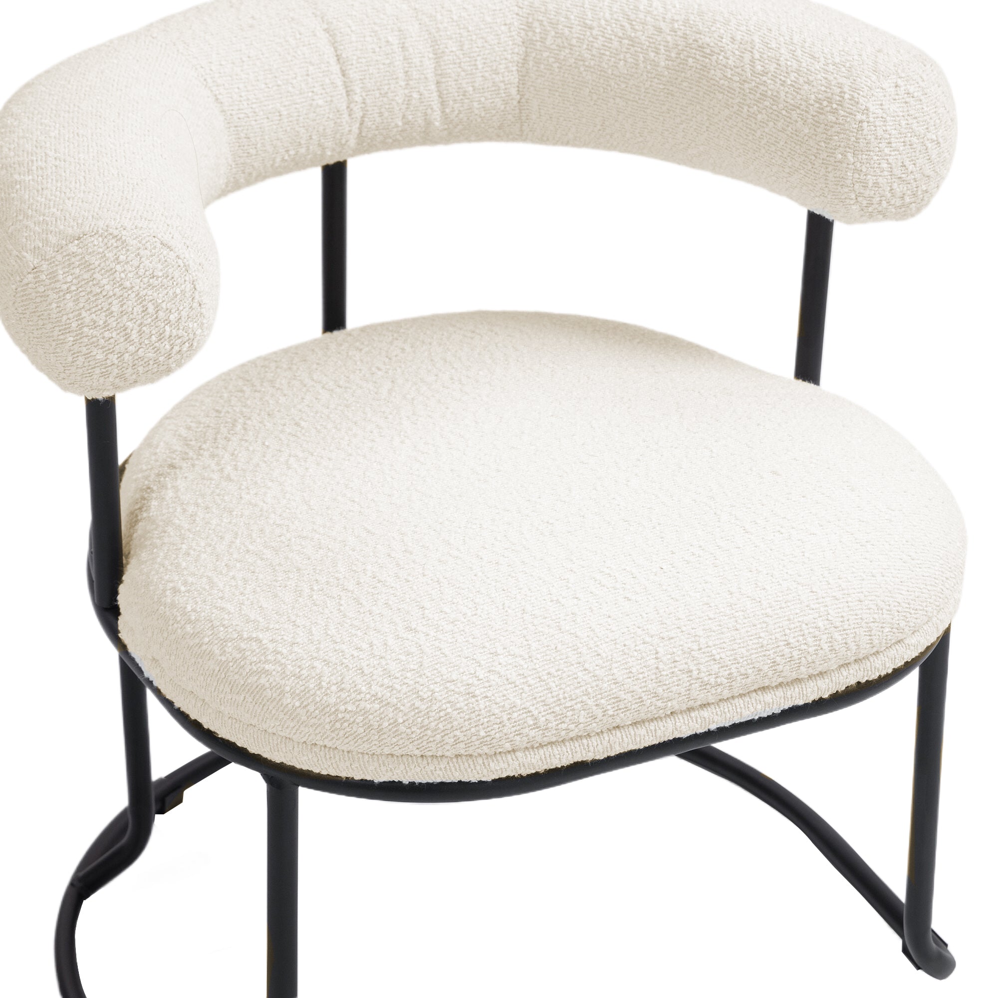 COOLCOOL Boucle dining chair set of two, medieval modern curved backrest chair, round cushion (beige Boucle)