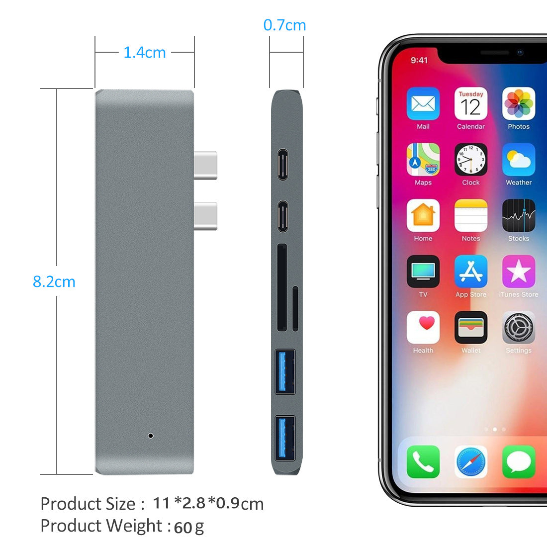 7-in-1 Dual Type-C to HDMI Dock USB 3.0 Hub Converter