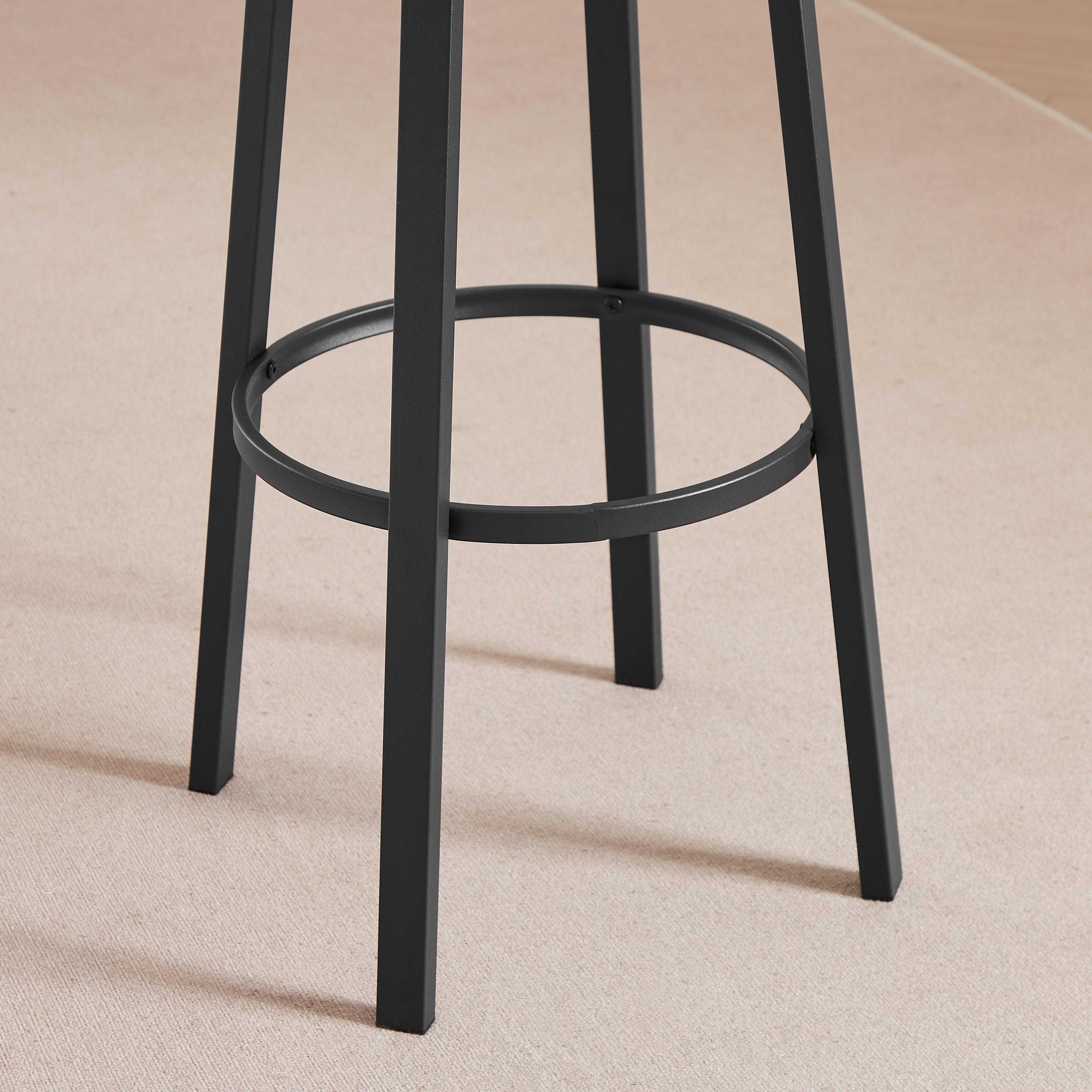 Rotating bar stool with backrest, industrial style, metal frame, 29.5 inches high rust brown, 13.4 '' long x 40.5 '' high.