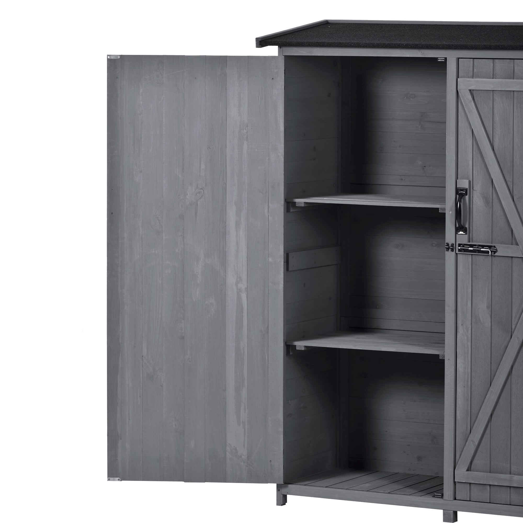 Outdoor 5.3ft Hx4.6ft L Wood Storage Shed Tool Organizer,Garden Shed, Storage Cabinet with Waterproof Asphalt Roof Gray