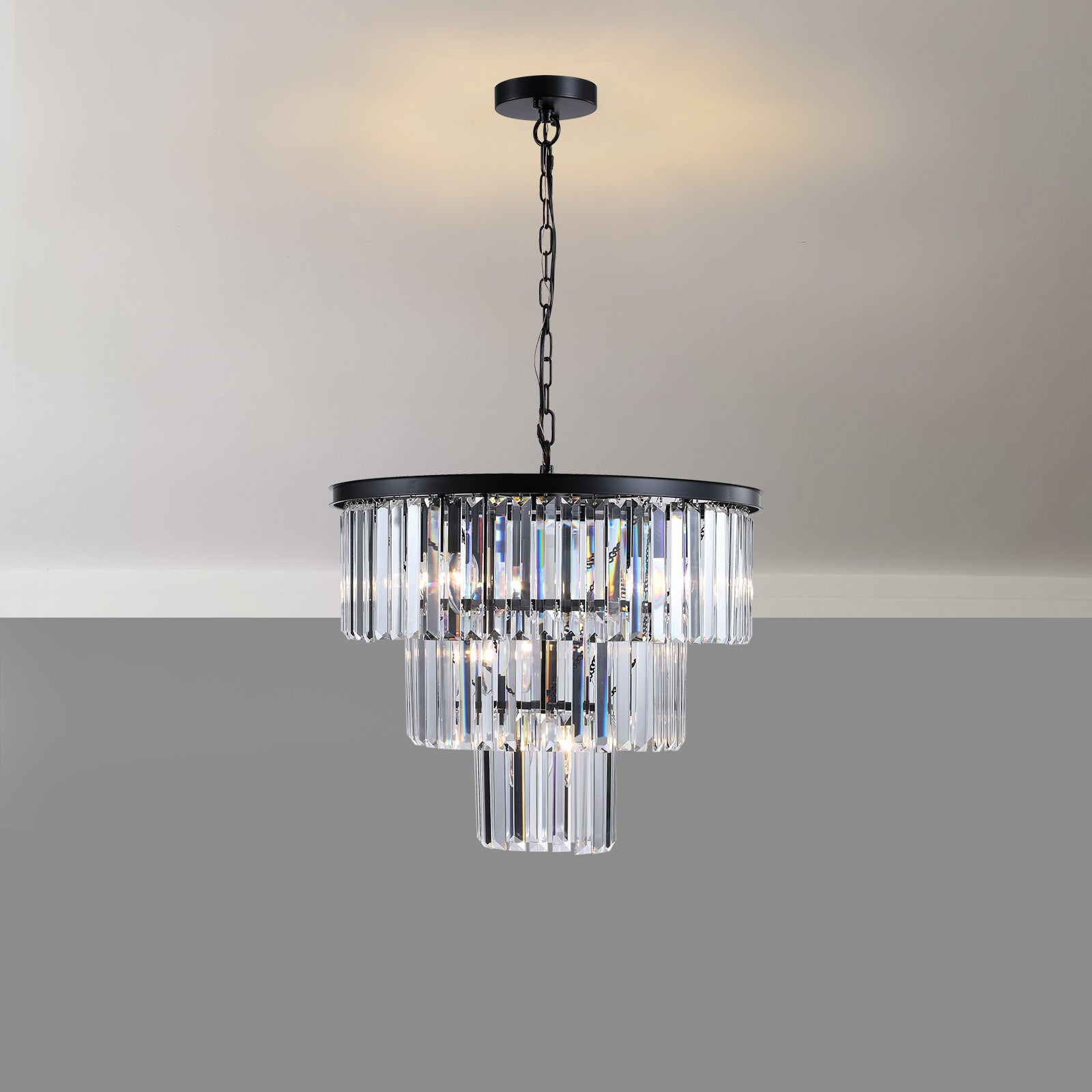 Black Luxury Crystal Chandelier Modern Chandeliers Lights Fixture Hanging Pendant Light Fixture for Dining Room Bedroom