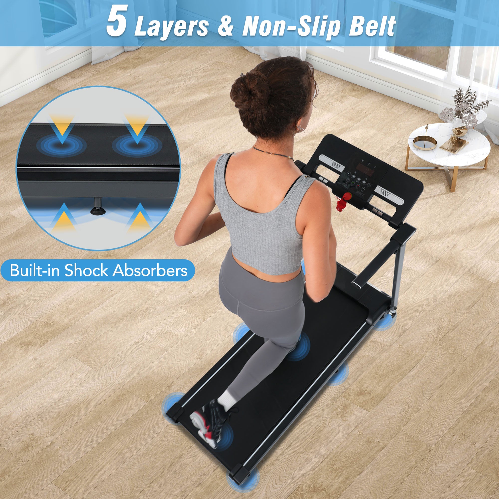 NEW Folding Treadmills Walking Pad Treadmill for Home Office -2.5HP Walking Treadmill With Incline Bluetooth Speaker