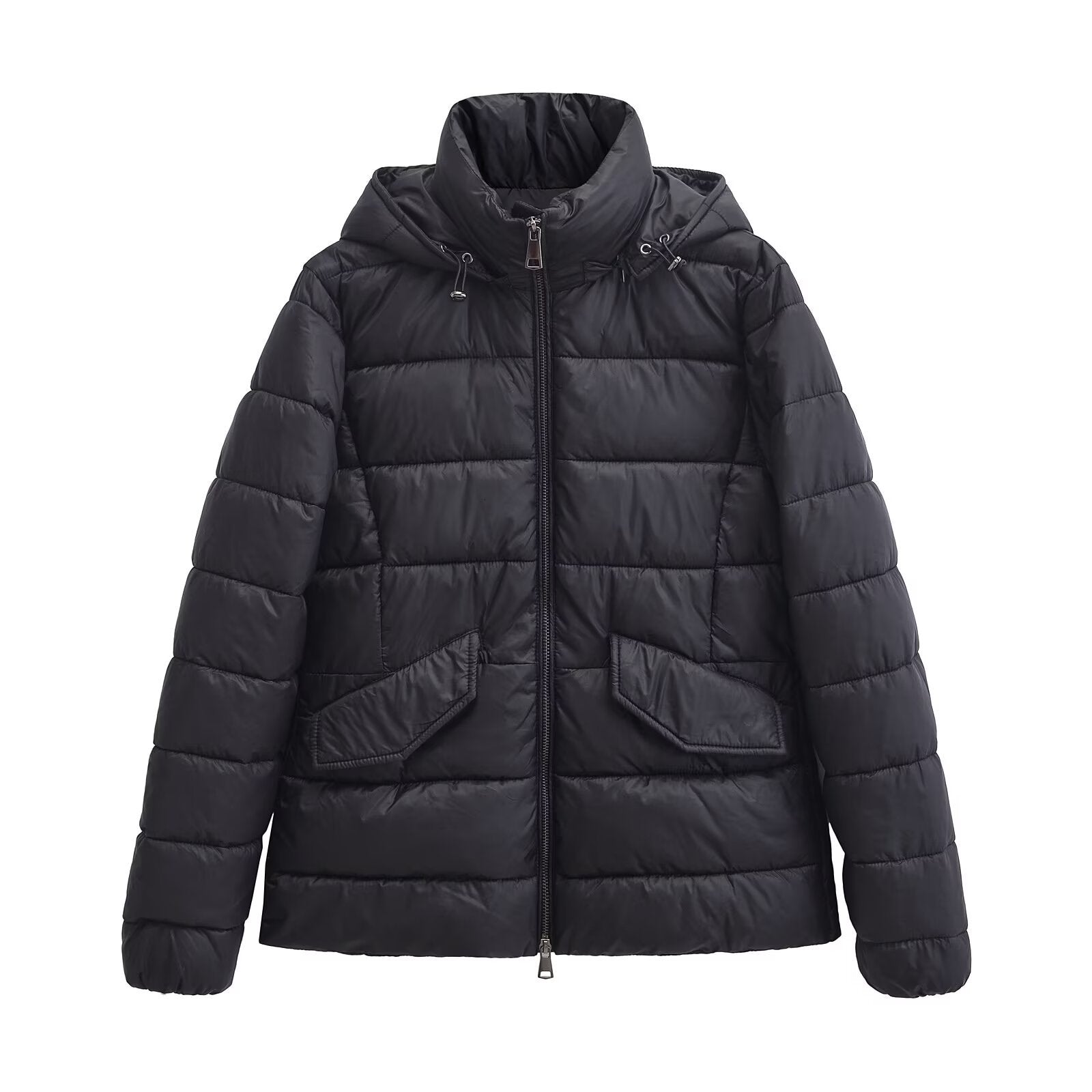 Standing collar hooded cotton jacket