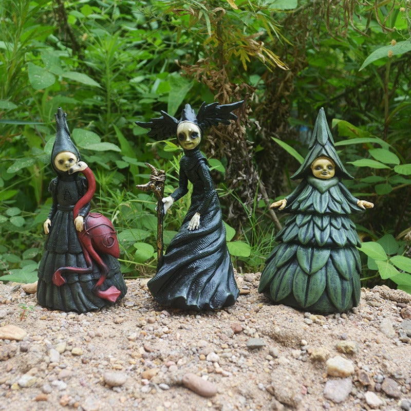 Halloween ghost festival holding scepter witch decoration garden garden decoration decoration resin crafts