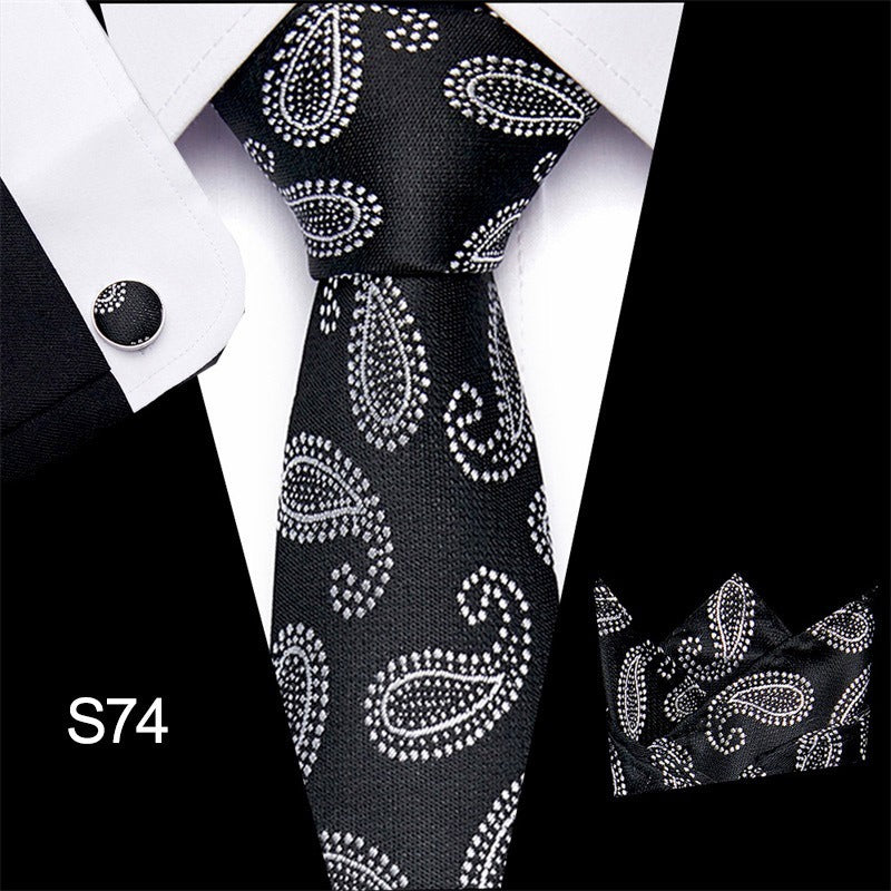 Men's tie three piece set cashew flower series fashion tie